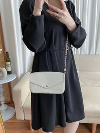 （未戴腰帶都微修腰✨）moon lock, Dress 防皺彈性細緻半月腰帶後橡筋連身裙/ DS9685 (Pre-order 11月24截單）