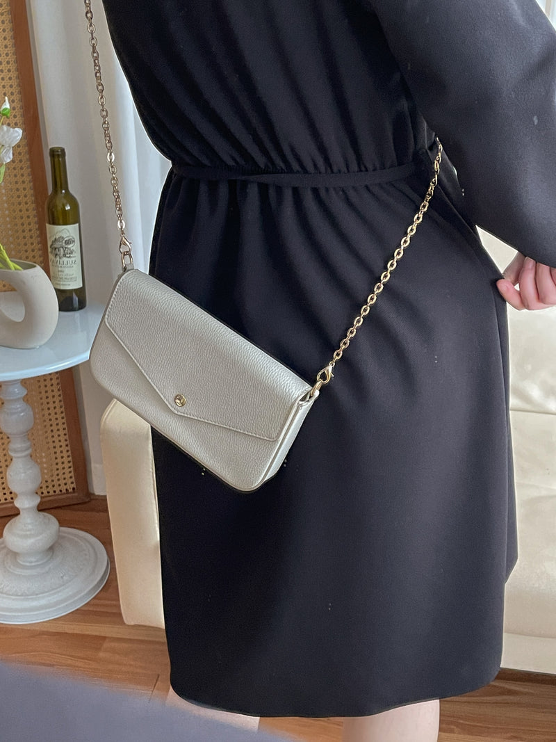 （未戴腰帶都微修腰✨）moon lock, Dress 防皺彈性細緻半月腰帶後橡筋連身裙/ DS9685 (Pre-order 11月24截單）