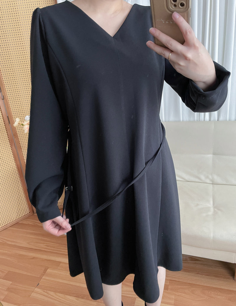 （未戴腰帶都微修腰✨）moon lock, Dress 防皺彈性細緻半月腰帶後橡筋連身裙/ DS9685 (Pre-order 11月24截單）