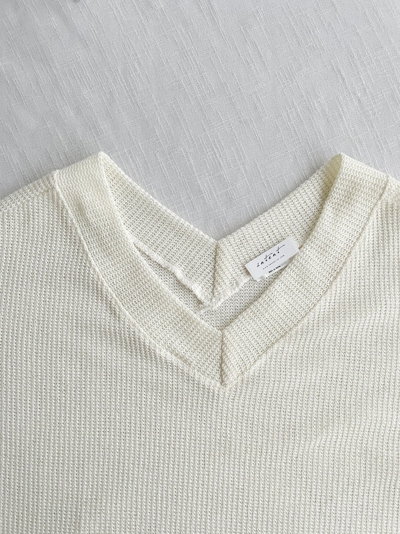V Neck 顯瘦前後開V領線料長針織 Knit / TP9145 (pre-order white)