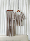 Sophie 涼感皺摺衣領闊腳兩件套 SET/ SE8076 (pre-order beige)