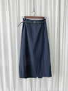 Navy Belt 腰帶裝飾輕身日常後開叉 Skirt/ SK8884