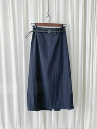 Navy Belt 腰帶裝飾輕身日常後開叉 Skirt/ SK8884