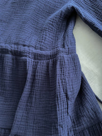 【現貨限量回歸】（不透視不易皺棉感）Cotton Elegant Dress 棉棉舒適立體直條傘形膝上裙/ DS9692