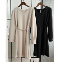 （未戴腰帶都微修腰✨）moon lock, Dress 防皺彈性細緻半月腰帶後橡筋連身裙/ DS9685 (Pre-order 11月24截單）