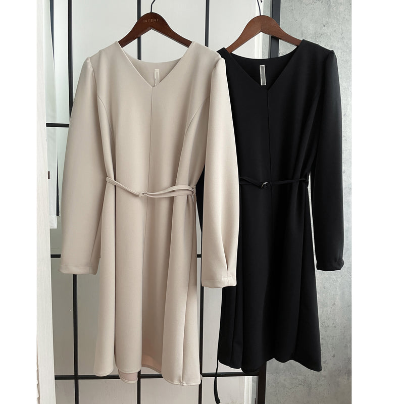 （未戴腰帶都微修腰✨）moon lock, Dress 防皺彈性細緻半月腰帶後橡筋連身裙/ DS9685 (Pre-order 11月24截單）