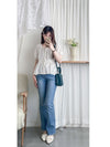 (完美視覺比例) stripe 顯瘦內肩線暗條紋修腰 Blouse/ TP9146