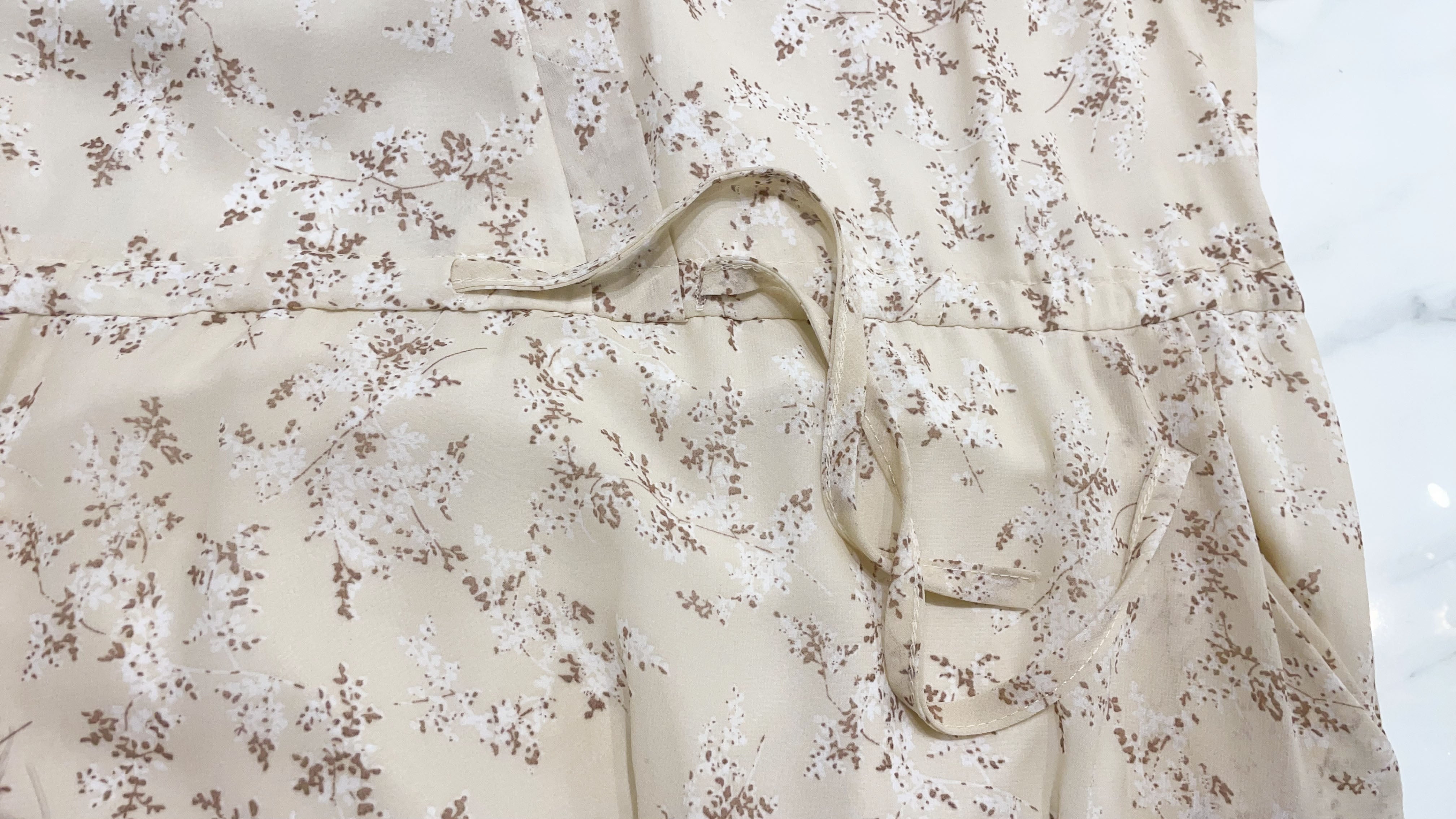 (有口袋) Cotton Flower 木棉花疊領口束腰搖曳裙擺, Dress/ DS9511