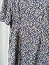 Mist Blue Floral 方領霧藍印花傘魚尾連身裙 Dress / DS9911