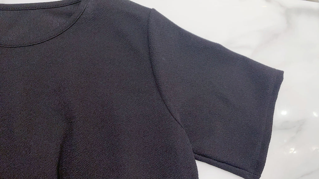 Black 黑色舒適隨性內拼暗格紋連身裙, Dress/ DS9521