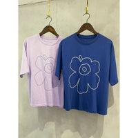 (質地超好) Floral Print 寬鬆oversize線條花花, Tee/ TP9008 （navy sold out)