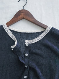 〔夏日百搭〕Lace Collar 空氣感蕾絲領口上衣或外套 Top/ TP9155 (Skyblue/Navy soldout)