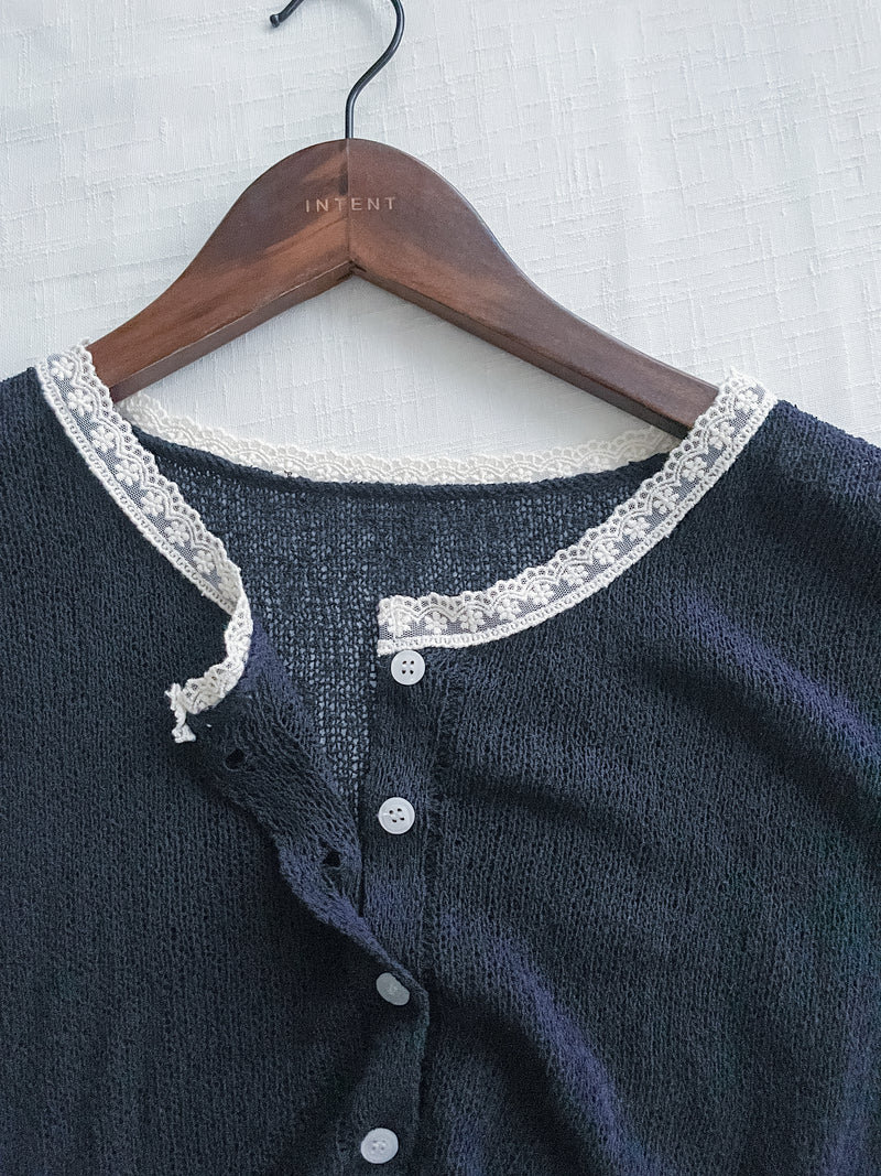 〔夏日百搭〕Lace Collar 空氣感蕾絲領口上衣或外套 Top/ TP9155 (Skyblue/Navy soldout)