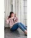 Wonderland 絨面皺褶方領輕優雅上衣, Blouse/ BU8987 (pink sold out)