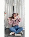 Wonderland 絨面皺褶方領輕優雅上衣, Blouse/ BU8987 (pink sold out)