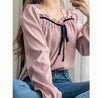 Wonderland 絨面皺褶方領輕優雅上衣, Blouse/ BU8987 (pink sold out)