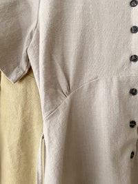 Linen 麻棉顯瘦弧腰線連身裙 Dress/ DS9909 (Beige/Mustard soldout)