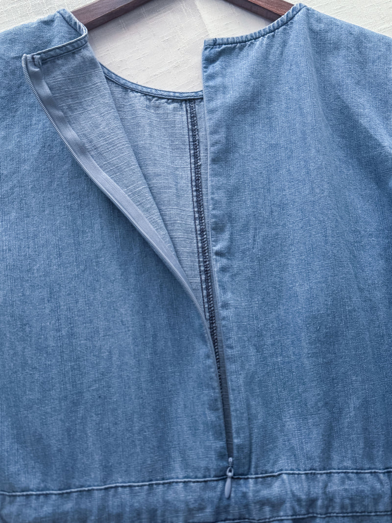 【現貨限量回歸】Denim 車線設計修腰牛仔連身裙 Dress/ DS9912