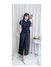 Black Shirt Dress 黑色寬鬆側修腰中排鈕連身裙/ DS9936