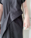 Black Shirt Dress 黑色寬鬆側修腰中排鈕連身裙/ DS9936