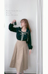 Wonderland 絨面皺褶方領輕優雅上衣, Blouse/ BU8987 (pink sold out)