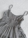 Check Dress 顯瘦彈性衣身細緻車褶裙擺格子長裙/ DS9898