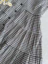 Check Dress 顯瘦彈性衣身細緻車褶裙擺格子長裙/ DS9898