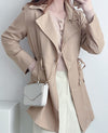 (方便啪鈕)  Trench 中長知性可褶中袖修腰風衣, Jacket/ JK8119