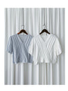 romantic layered Blouse 氣質簡約交叉疊領口上衣/ TP9147 (Aliceblue sold out)