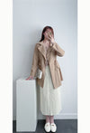 (方便啪鈕)  Trench 中長知性可褶中袖修腰風衣, Jacket/ JK8119