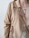 (方便啪鈕)  Trench 中長知性可褶中袖修腰風衣, Jacket/ JK8119