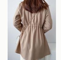 (方便啪鈕)  Trench 中長知性可褶中袖修腰風衣, Jacket/ JK8119