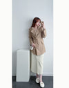 (方便啪鈕)  Trench 中長知性可褶中袖修腰風衣, Jacket/ JK8119