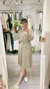 Branches 飄逸雪紡細荷葉領口自然層次花枝, dress/ DS8800