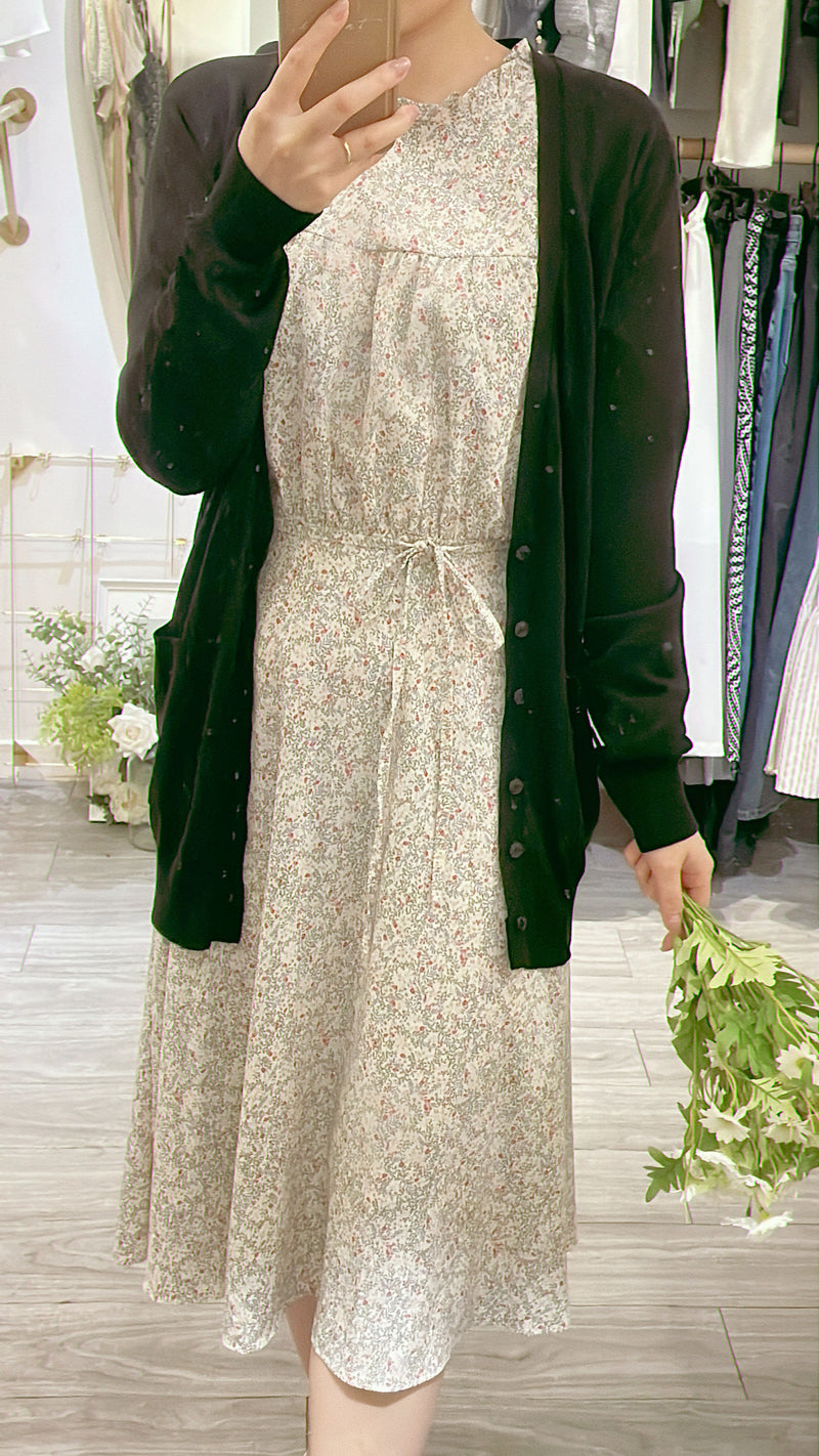 Branches 飄逸雪紡細荷葉領口自然層次花枝, dress/ DS8800
