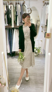 Branches 飄逸雪紡細荷葉領口自然層次花枝, dress/ DS8800