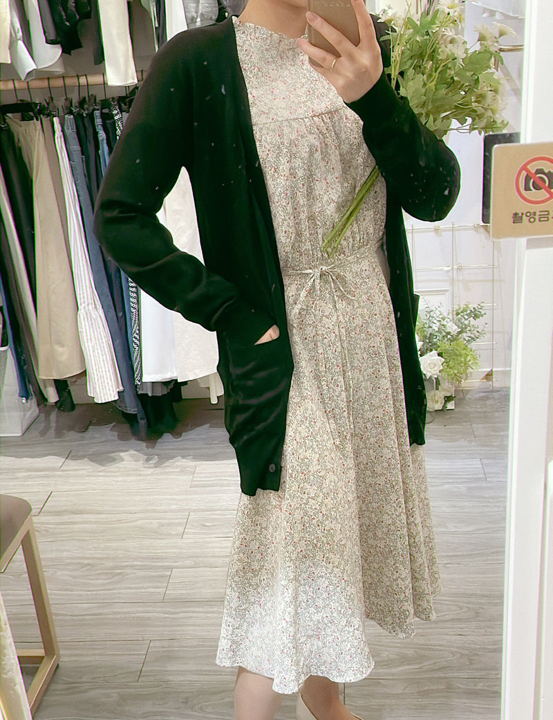 Branches 飄逸雪紡細荷葉領口自然層次花枝, dress/ DS8800