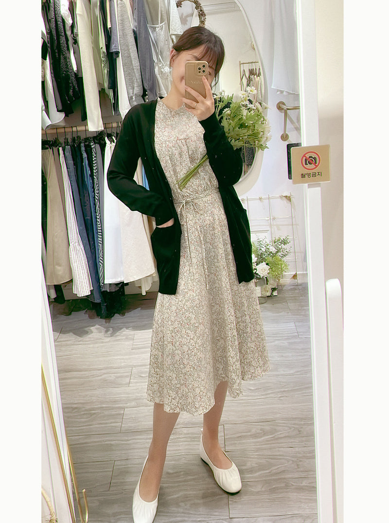 Branches 飄逸雪紡細荷葉領口自然層次花枝, dress/ DS8800