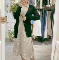 Branches 飄逸雪紡細荷葉領口自然層次花枝, dress/ DS8800