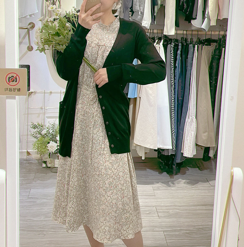 Branches 飄逸雪紡細荷葉領口自然層次花枝, dress/ DS8800