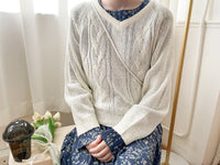 V Braid Knit Top 不起毛彈性線料扭麻花針織衫/ KT8176