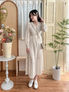 Branches Dress 花枝印花疊V領修腰連身裙/ DS9809