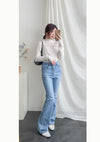 《 顯長腿超高腰款 》高腰微彈顯長腿喇叭牛仔褲, Jeans/ PT8405 (pre-order m)