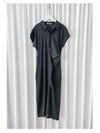 Black Shirt Dress 黑色寬鬆側修腰中排鈕連身裙/ DS9936