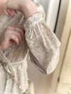 Branches Dress 花枝印花疊V領修腰連身裙/ DS9809