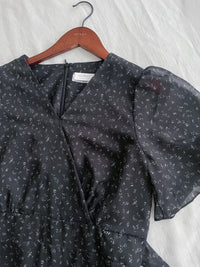 Floral Dress 韓國獨家布料疊領口碎花雪紡裙/ DS9928
