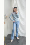 《 顯長腿超高腰款 》高腰微彈顯長腿喇叭牛仔褲, Jeans/ PT8405 (pre-order m)