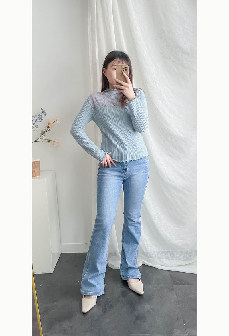《 顯長腿超高腰款 》高腰微彈顯長腿喇叭牛仔褲, Jeans/ PT8405 (pre-order m)
