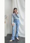 《 顯長腿超高腰款 》高腰微彈顯長腿喇叭牛仔褲, Jeans/ PT8405 (pre-order m)
