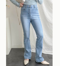 《 顯長腿超高腰款 》高腰微彈顯長腿喇叭牛仔褲, Jeans/ PT8405 (pre-order m)